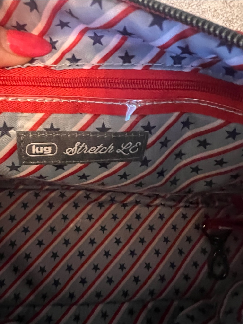 Lug Stretch LS Crossbody Bag Red White Stripe NWOT RFID Organizer Purse - Picture 9 of 16